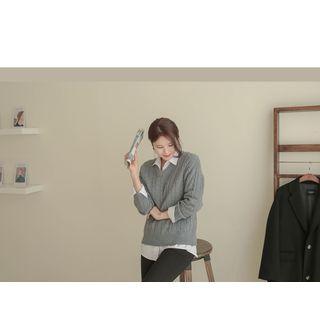 Set Of 2: Cable-knit Wool Blend Sweater