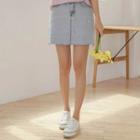 Inset Shorts Slit-side Denim Miniskirt