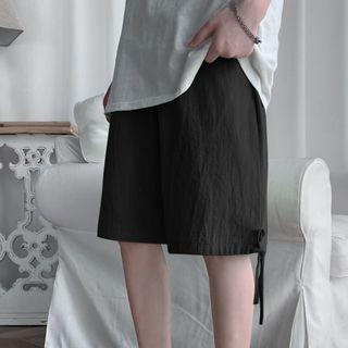 Plain Drawstring Straight-cut Shorts