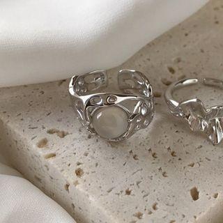Agate Sterling Silver Open Ring 1pc - J1922 - Silver - One Size