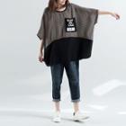3/4-sleeve Loose-fit Top Black - One Size