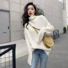 Long-sleeve Turtle Neck Ribbed Sweater