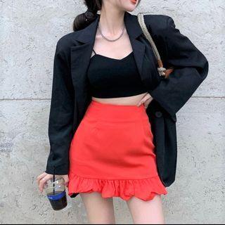 Blazer / Spaghetti Strap Top / Mini A-line Skirt
