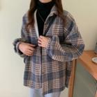 Plaid Shirt Jacket / Long-sleeve Turtleneck Top