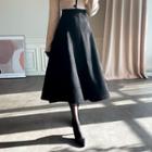 Faux-suede Midi A-line Skirt