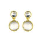 Fashion And Elegant Plated Gold Geometric Round Earrings With Cubic Zircon And Opal Golden - One Size