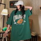 Short-sleeve American Football Print T-shirt