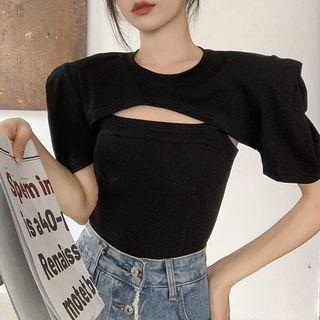 Set: Camisole Top + Short-sleeve Shrug