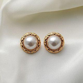 Faux Pearl Alloy Earring 1 Pair - White - One Size