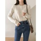 Crew-neck Cable-knit Cardigan