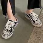 Frayed Lettering Lace Up Sandals
