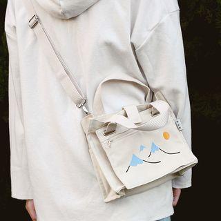 Printed Canvas Tote Bag With Shoulder Strap