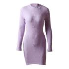 Open Back Long-sleeve Mini Sheath Dress