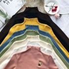 Lettuce-edge Long Sleeve Embroidered Top