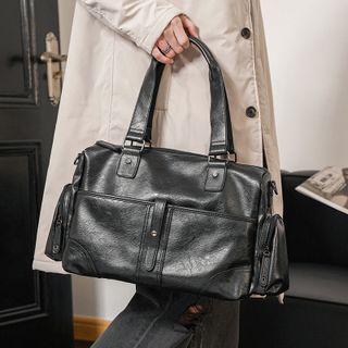 Faux Leather Carryall Bag Black - M