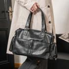 Faux Leather Carryall Bag Black - M
