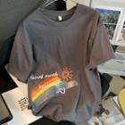 Short-sleeve Lettering Rainbow Print T-shirt