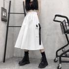 Buckled Midi A-line Skirt / Beaded Waist Chain