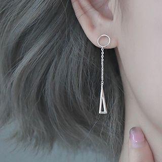 Non-matching 925 Sterling Silver Geometric Dangle Earring 1 Pair - 925 Silver - Triangle - One Size