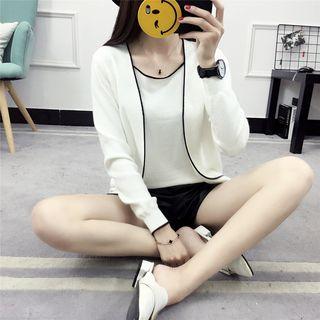 Inset Top Contrast Trim Cardigan