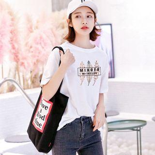 Short-sleeve Leaf Print T-shirt