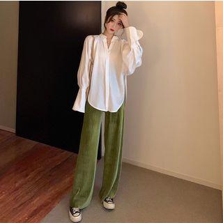 Loose-fit Plain Shirt / Wide-leg Pants
