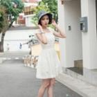 Square-neck Eyelet-lace Dress