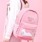 Cat Print Lettering Canvas Backpack