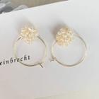 Freshwater Pearl Alloy Hoop Earring 1 Pair - White & Gold - One Size