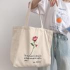 Flower Embroidered Canvas Tote Bag Off-white - One Size