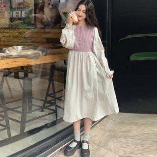 Bell-sleeve Midi A-line Dress 2078 - As Shown In Figure - One Size