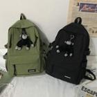 Patched Nylon Zipped Backpack