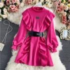 Long Sleeve Ruffle A-line Dress