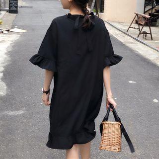 Frilled Short-sleeve T-shirt Dress