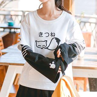 Panel Print Long-sleeve Sweatshirt