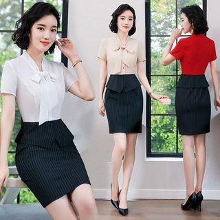 Mock Two Piece Sheath Short-sleeve Dress