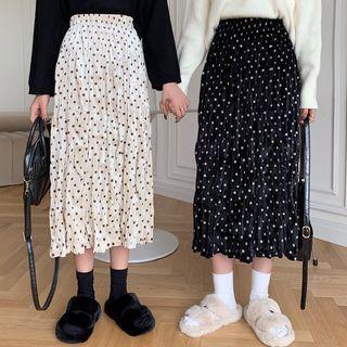 Dotted Crinkled Midi A-line Skirt