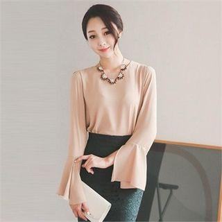 Slit-sleeve Zip-back Top