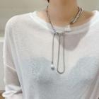 Faux Pearl Chain Necklace 1 Pc - Faux Pearl Chain Necklace - Silver - One Size