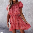 Printed Off-shoulder A-line Mini Dress