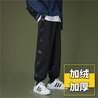 High-waist Embroidered Fleece Sweatpants