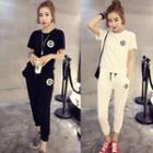 Set: Letter M Short-sleeve T-shirt + Sweatpants