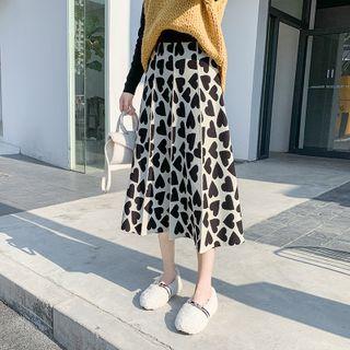 Printed Midi A-line Knit Skirt