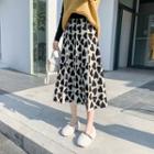 Printed Midi A-line Knit Skirt