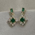 Rhinestone Drop Earring 1 Pair - Emerald - One Size