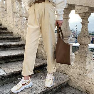 Belted High-waist Baggy Pants