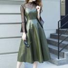 Faux-leather A-line Dress