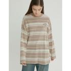 Snug Club Loose-fit Stripe T-shirt Beige - One Size
