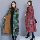 Hooded Floral Button Coat