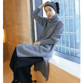 High Neck Long-sleeve Knit Dress